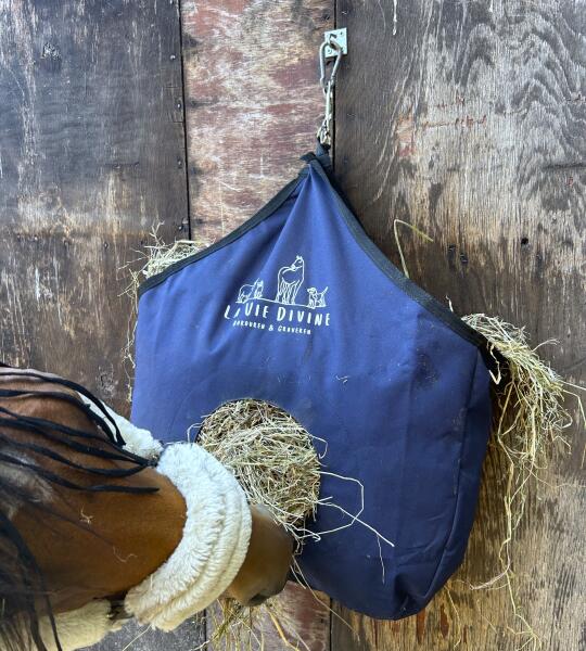 Lami-Cell hooizak – Marineblauw | Stevige hooitas met borduring